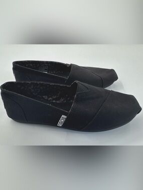 BOBS Skechers Shoes Womens 6 Black Ballet Flats Slip On Memory Foam Canvas Comfy